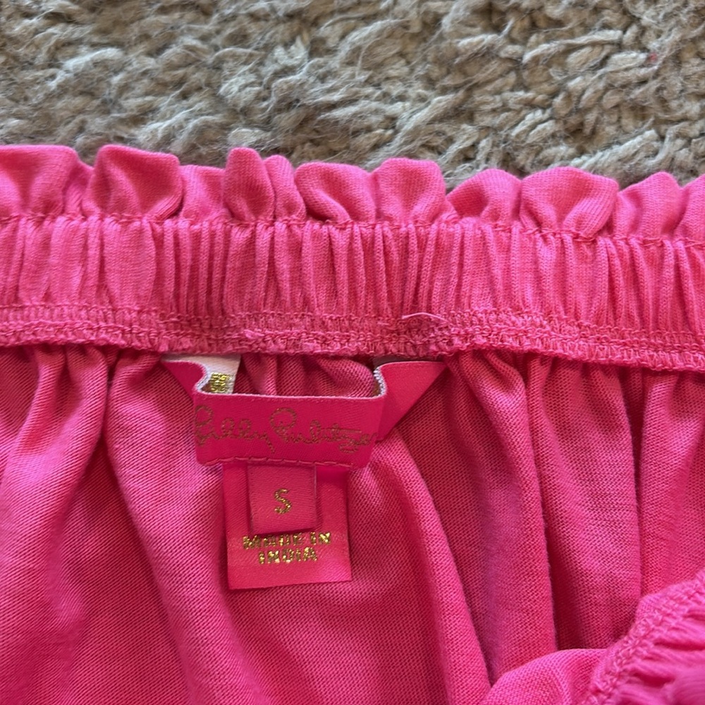 Lilly Pulitzer Pink Off-Shoulder Top with Lace Sleeves - Picture 2 of 6